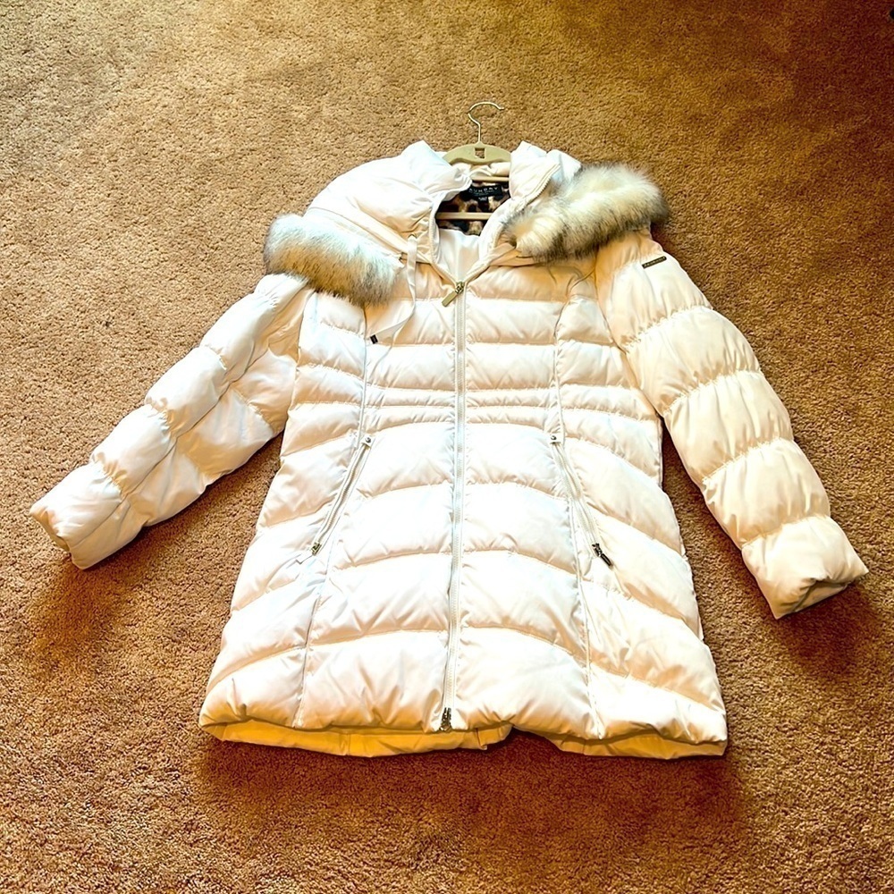 Laundry Shelli Segal White Faux Fur down Parka Puffer